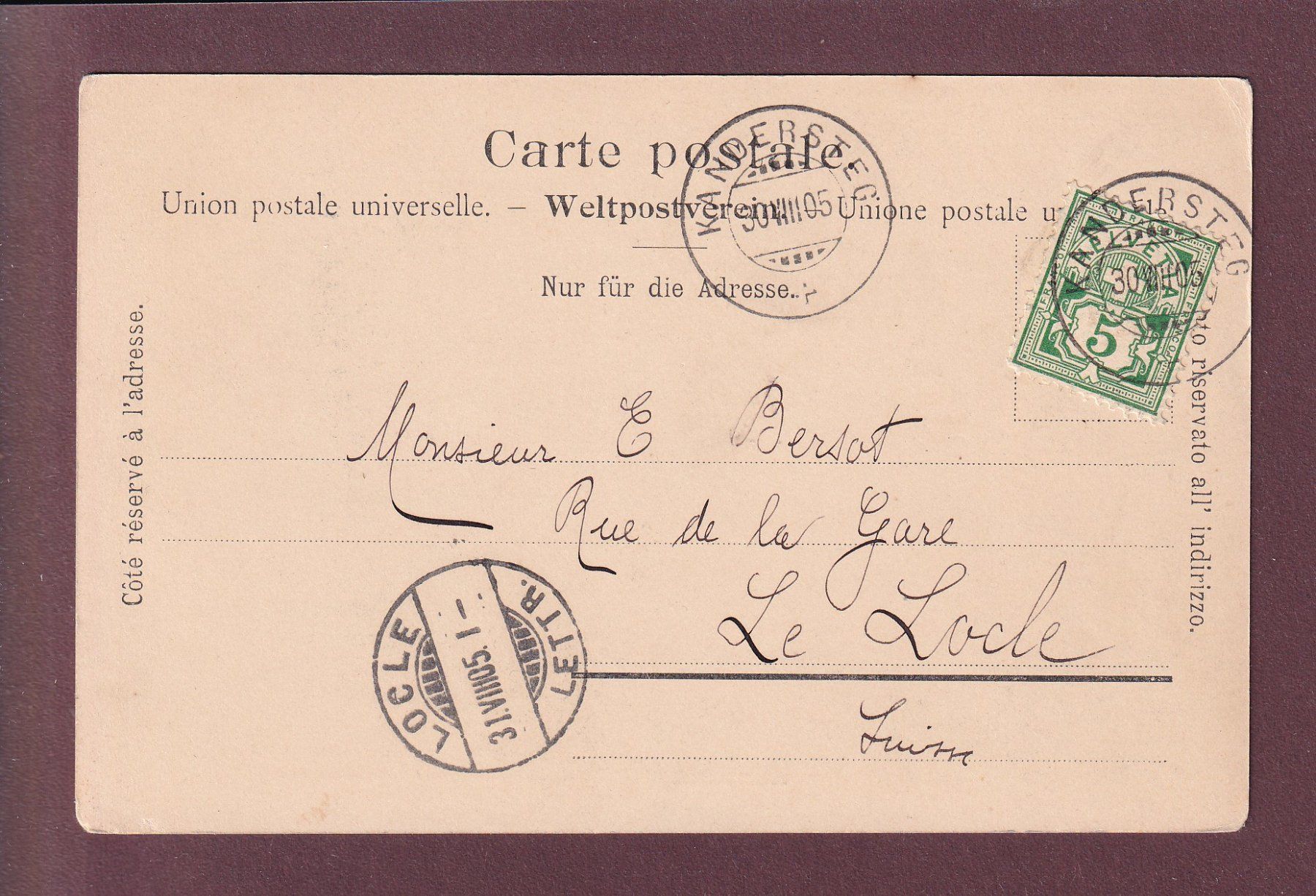 Cartes postales: KANDERSTEG - 1905 – D'occasion à Pully par nicecards 1
