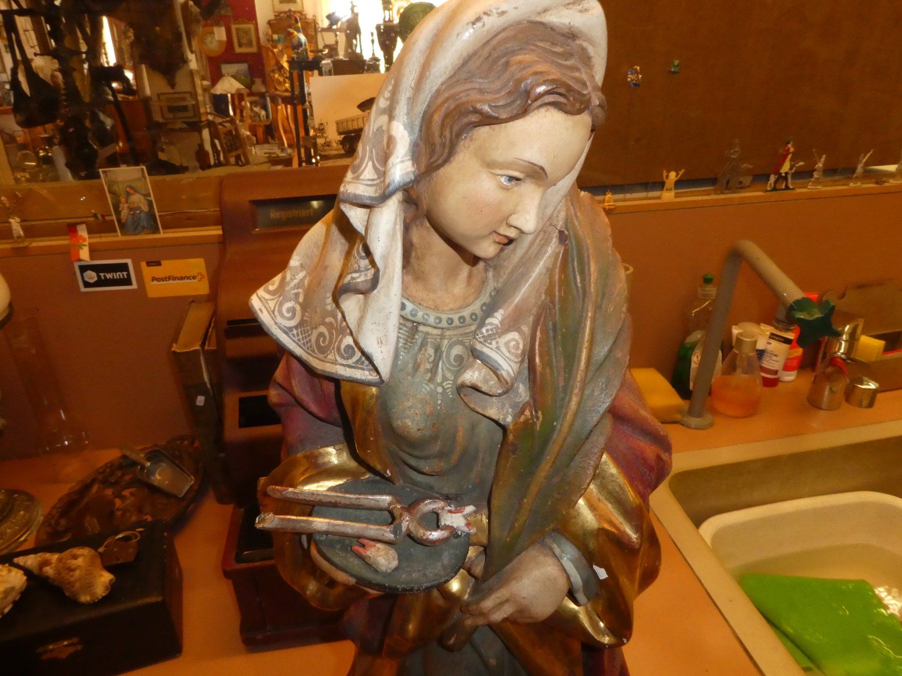 Statuette: Geschnitzte Apollonia Schutzheilige der Zahnärzte – Usato da Chur venduto da Diversico2010 2