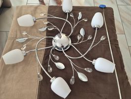 zwei Deckenlampe 6-flammig Chrom Kristall 40cm Beleuchtung