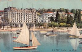 Ouchy, voiliers dans le port, circulée 1909