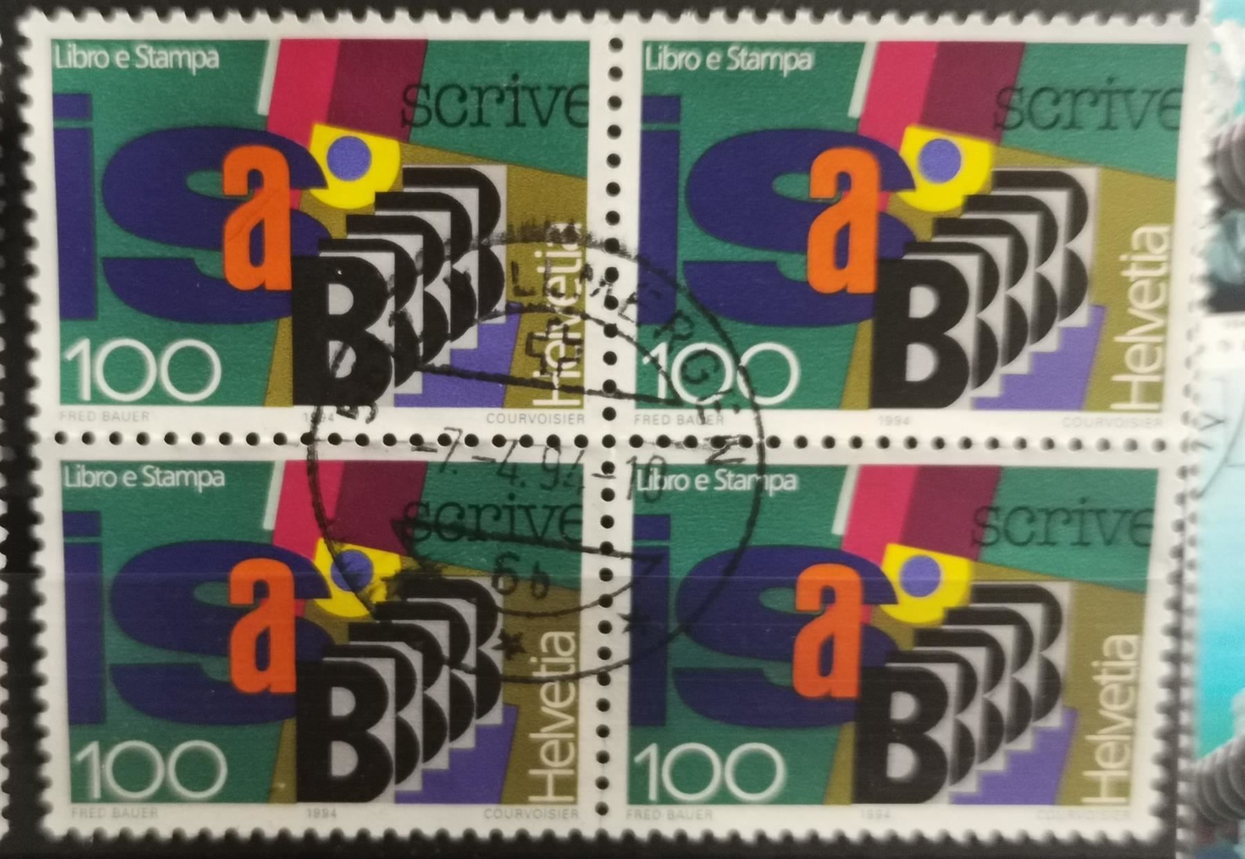 Tutti i francobolli: 1994 Buch und Presse Viererblock – Usato da Dübendorf venduto da goeggi79