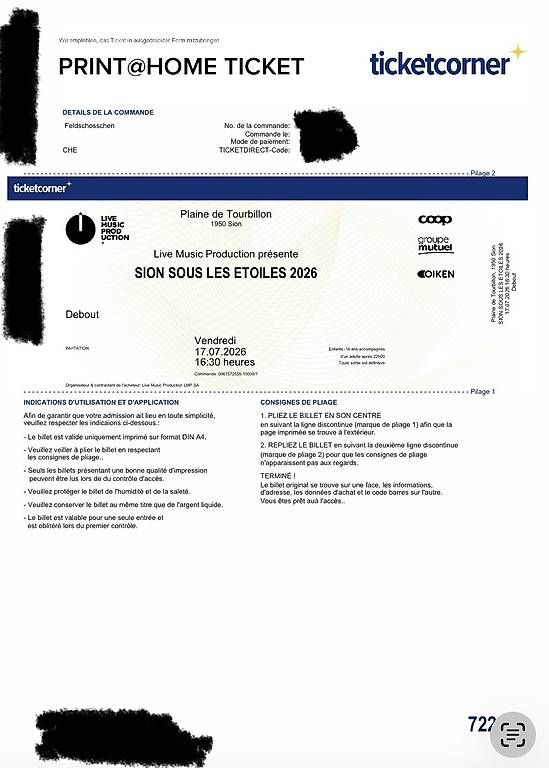 Tickets: Billet Sion Sous les étoiles x2 – Gebraucht aus Plan-les-Ouates von mtn_q8lj 1