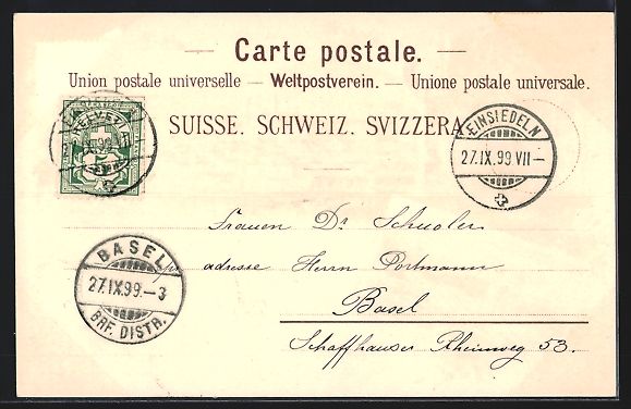 Cartes postales: Litho Einsiedeln, Ortsansicht, Kirche vo – D'occasion à Berlin par bartko-reher 1