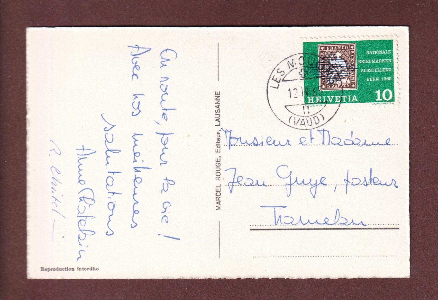 Cartoline postali: CHÂTEAU D'OEX - 1965 – Usato da Pully venduto da nicecards-shop 1