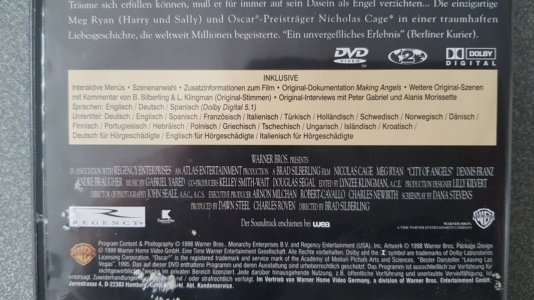 Tutti i DVDs: DVD Stadt der Engel / Nicolas Cage – Usato da Oetwil am See venduto da fineli2 1