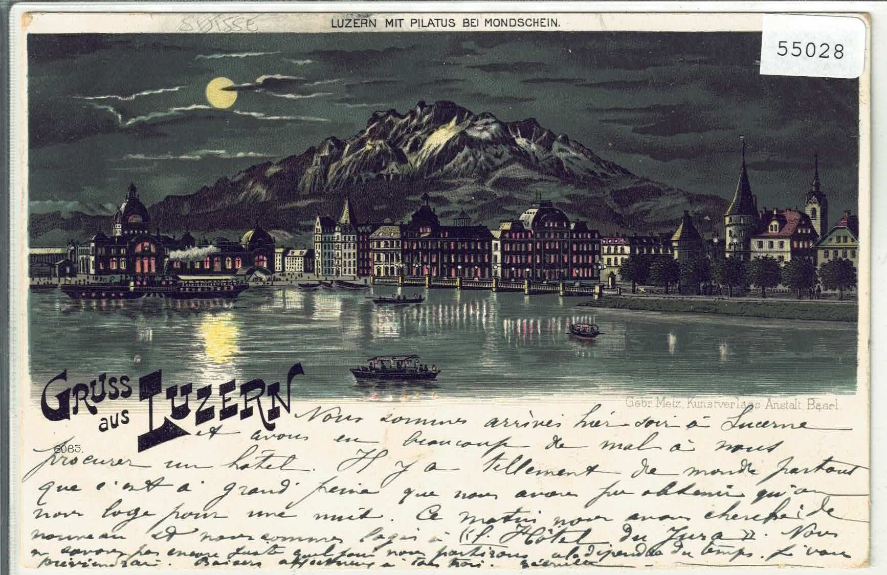 Cartoline postali: Gruss aus Luzern - Mondschein-Litho – Usato da Ettingen venduto da Kartenplanet