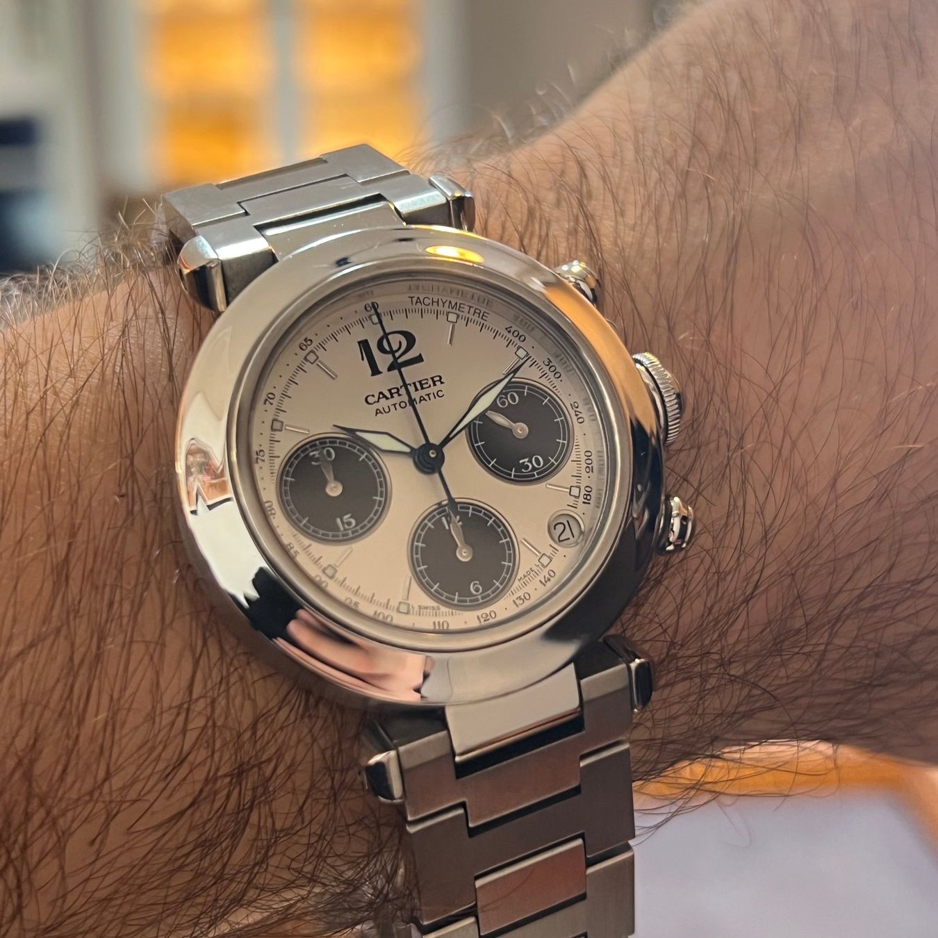 Cartier Uhren: Cartier Pasha C Chronograph Automatic W31048M7 – Gebraucht aus Carouge GE von Watchaser 3
