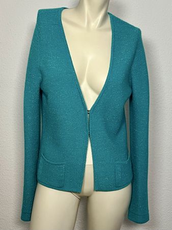 💎 CSM Kaschmir Strickjacke mit Silberfäden türkis Gr S 💎