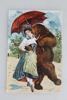 AK Trachtenmädchen mit Bär 1905