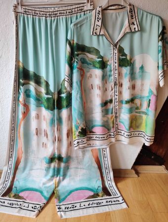 2 Teiler Jogginganzug Anzug neu EG 42-46 Seide 20% Mint