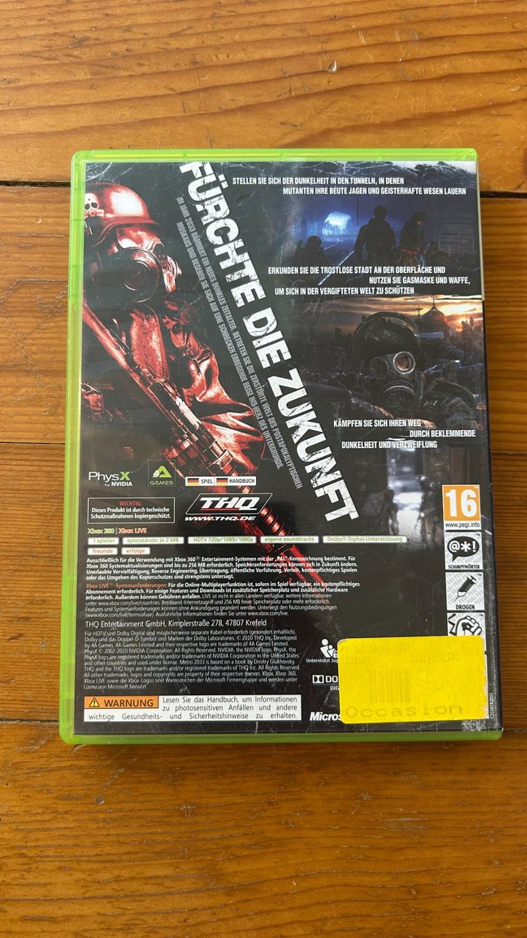 Microsoft Jeux: Metro 2033 | Xbox 360 | De – D'occasion à Alle par protokollstudio 1