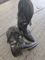 Cowboy Boots Damen Schwarz Leder Grösse 37 Silver Rebel