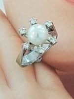 Ringe: Brillant - Perlen Ring aus 750 Weissgold – Gebraucht aus Unterägeri von Altgoldschmuck 6