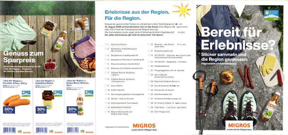 Migros Raccolte di bollini & punti: Sammelpass Migros Region Aare – Nuovo (secondo la descrizione) da Bern venduto da ascona43 1