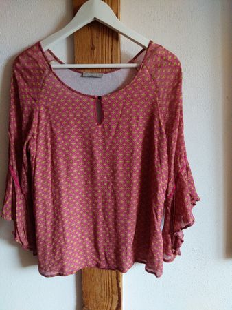 Nile Bluse, Viskose, Glockenärmel, pink, Gr. 38
