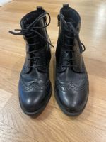 Schwarze Leder Stiefeletten, Schnürung, Gr. 36 - Herbst