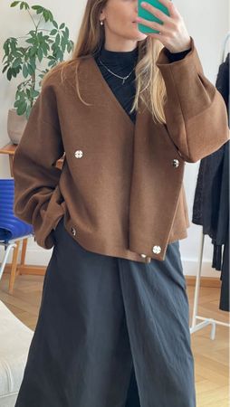 Wool Blend Cropped Brown Jacket