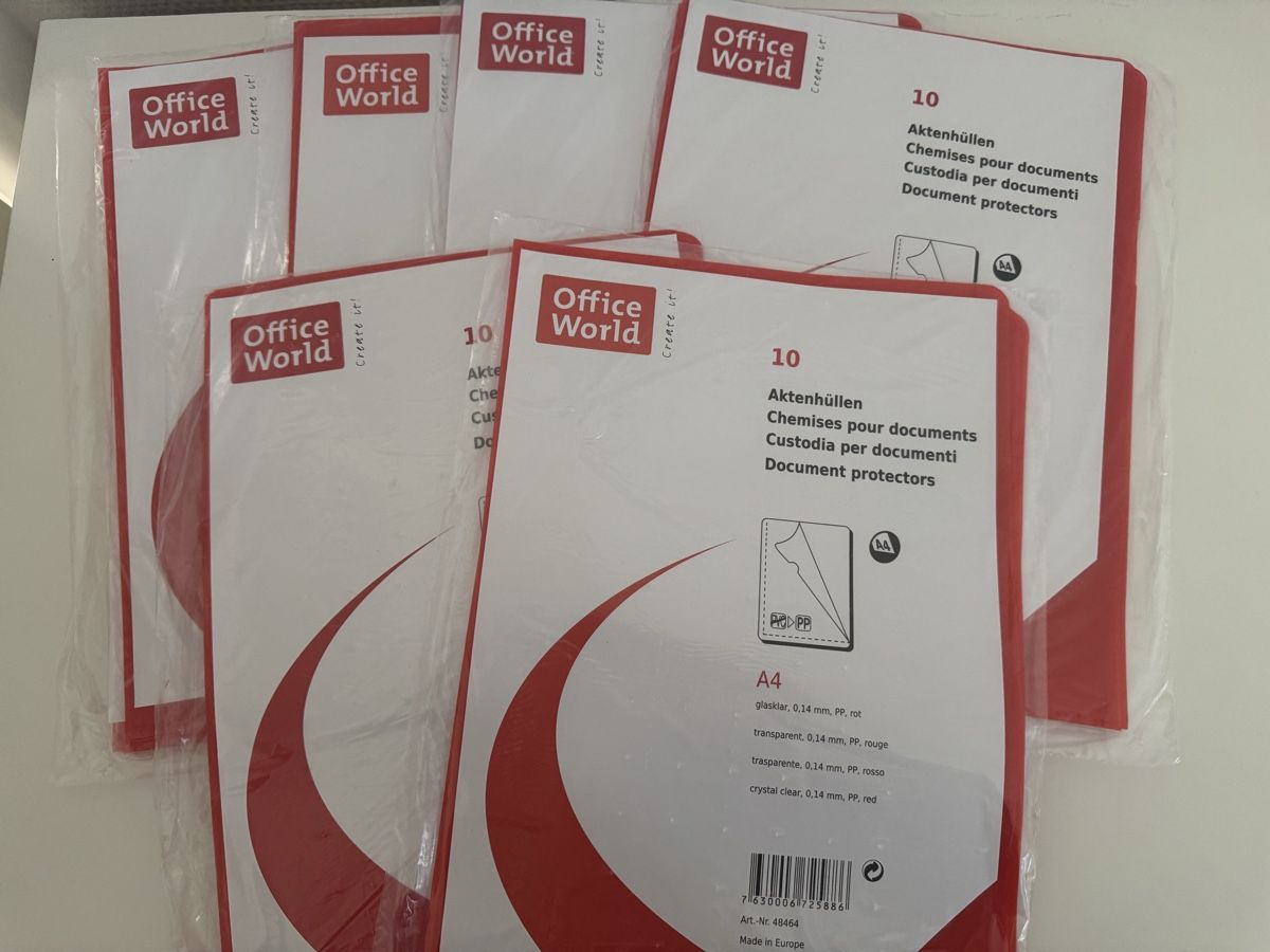Buste & buste per spedizione: Aktenhüllen A4 rot und weiss PP – Nuovo e nell'imballaggio originale da Ettingen venduto da sweety1503 1