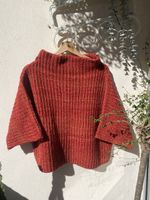 Pull Femme Tricot Rouge Col Haut Taille M Bon Etat