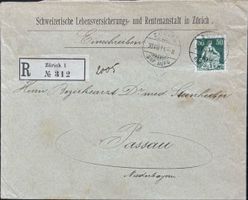 Schweiz R Brief Zürich Passau 1911 Einschreiben Helvetia