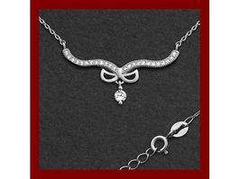 Collier 45 + 5cm Schleife Silber 925 mit Zirkonias