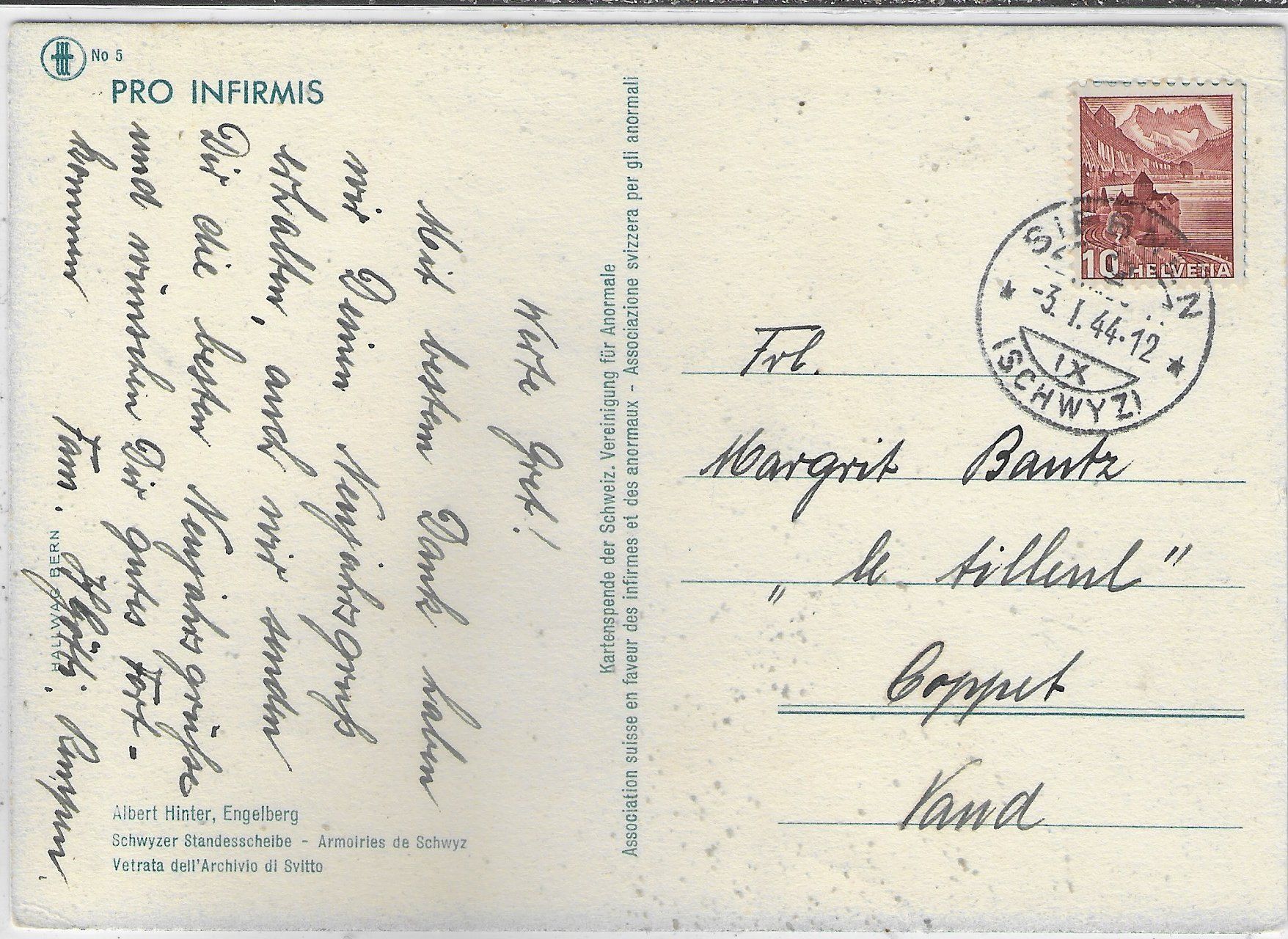 Cartoline postali: Albert Hinter - SChwyzer Standesscheibe – Difettoso da Ettingen venduto da Kartenplanet 1