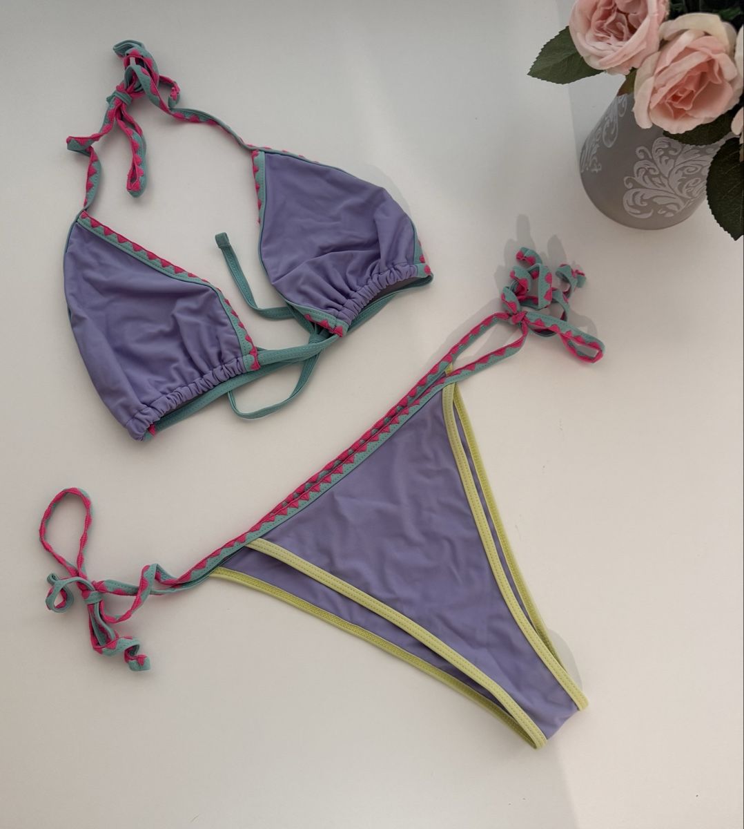 Shein Badekleider & Bikinis: Bikini Grösse L lila mit bunter Biese neu – Neu (gemäss Beschreibung) aus Regensdorf von Sirodtpycpvu