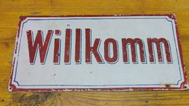 Vintage Emailleschild ,,Willkomm,, (L6)
