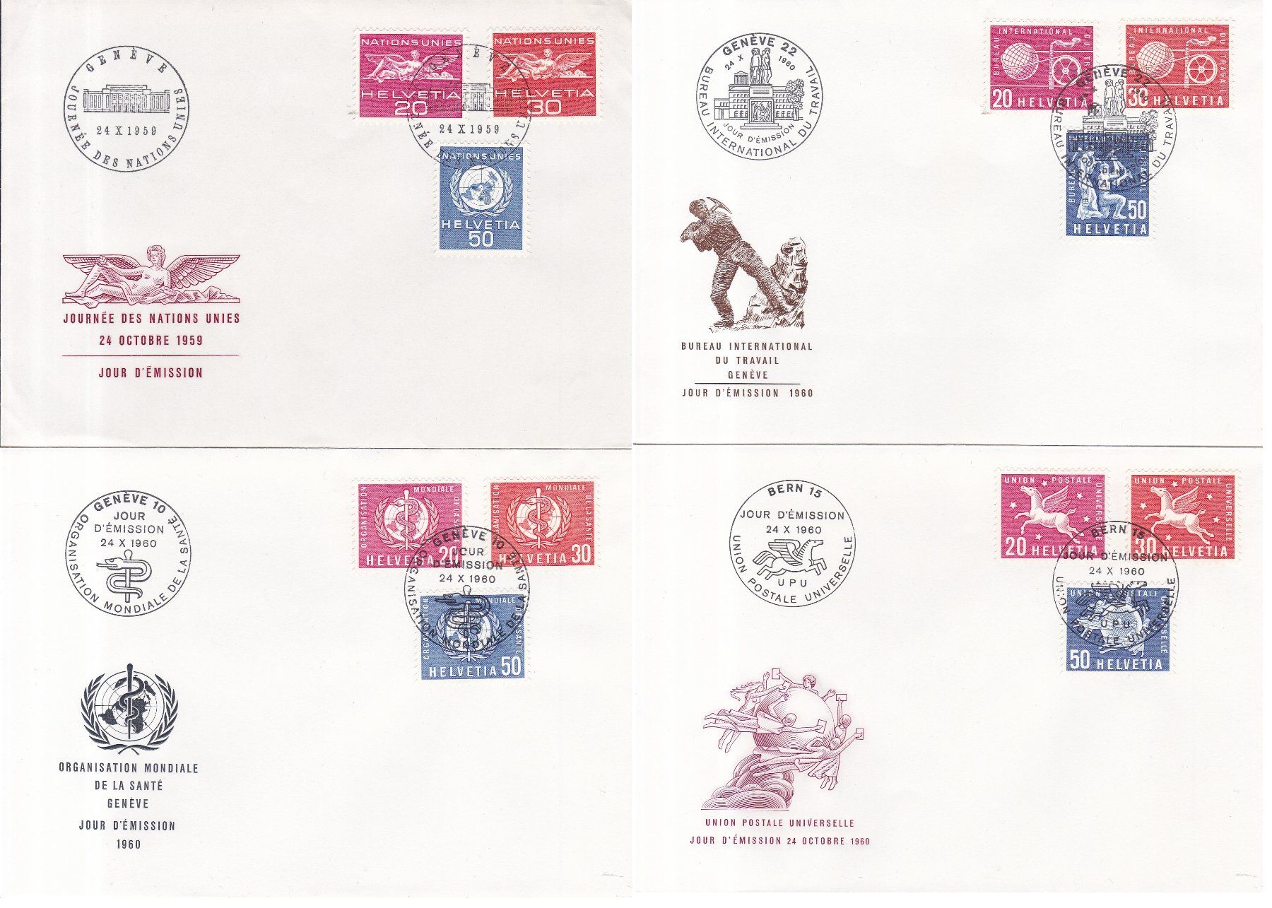Alle Briefmarken: Bogenstücke & FDCs "Genfer Ämter" – Gebraucht aus Münchwilen AG von Nesar 4