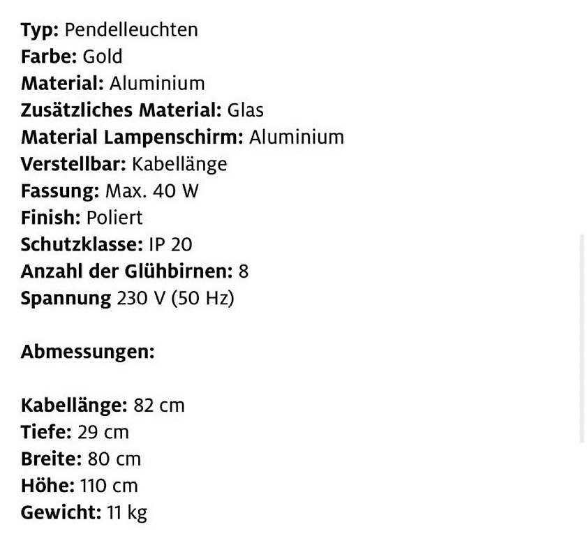 Lampadari & plafoniere: Pendelleuchte Gold – Usato da Kollbrunn venduto da datu80 4