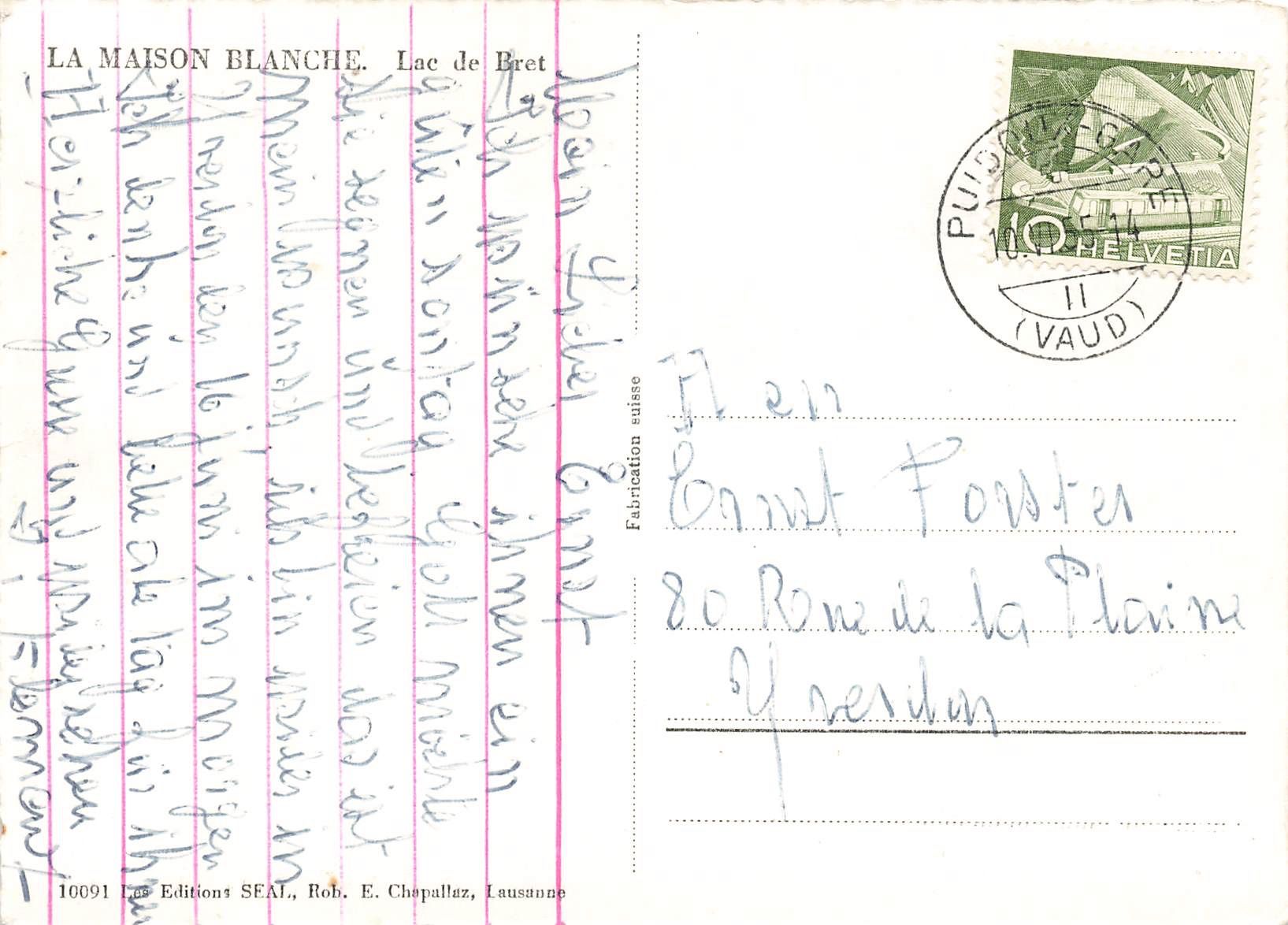 Cartoline postali: La Maison Blanche lac de Bret G  Puidoux – Usato da Biasca venduto da Blenio71 1