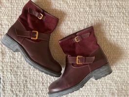 NAVYBOOT STIEFELETTE BORDEUX ECHT LEDER