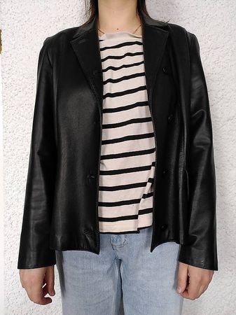 Lederblazer schwarz Marke Bleu Félin, Gr. 36, kaum getragen
