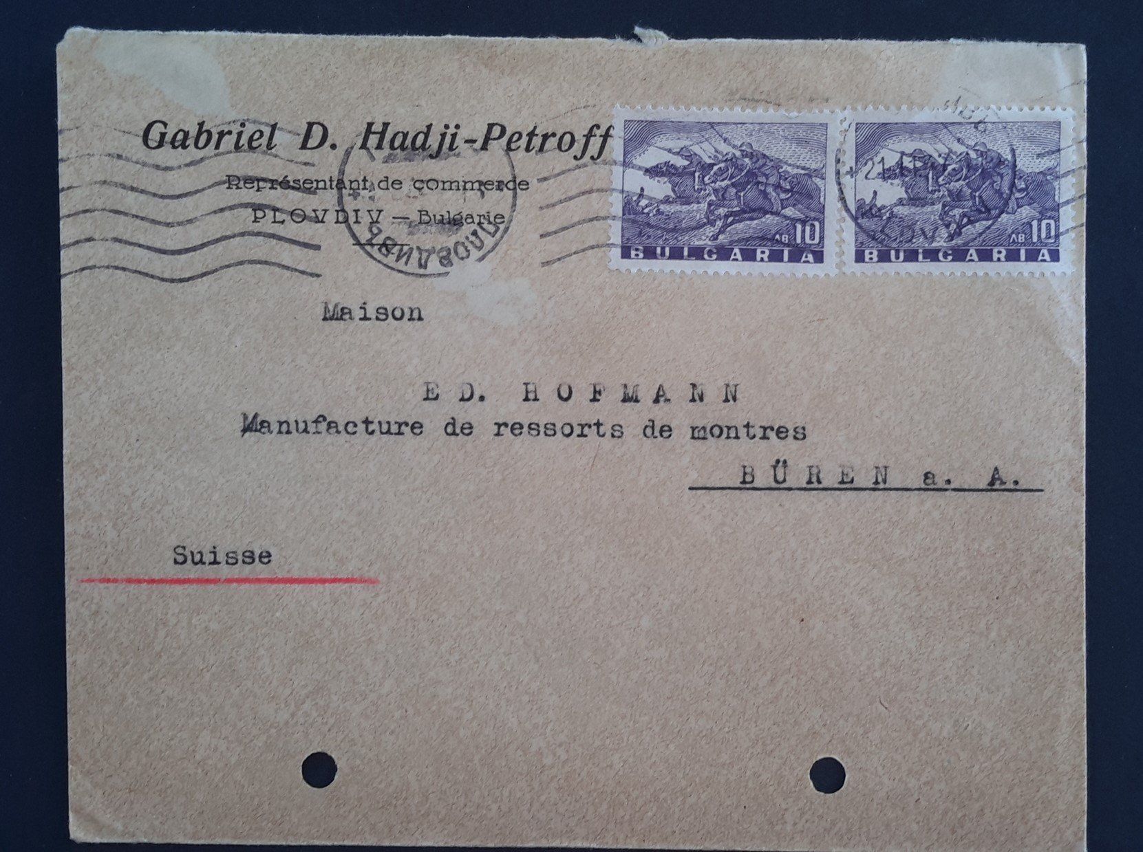 Alle Briefmarken: ALTER BRIEFUMSCHLAG BULGARIEN-SCHWEIZ – Gebraucht aus Ostermundigen von Kari1937