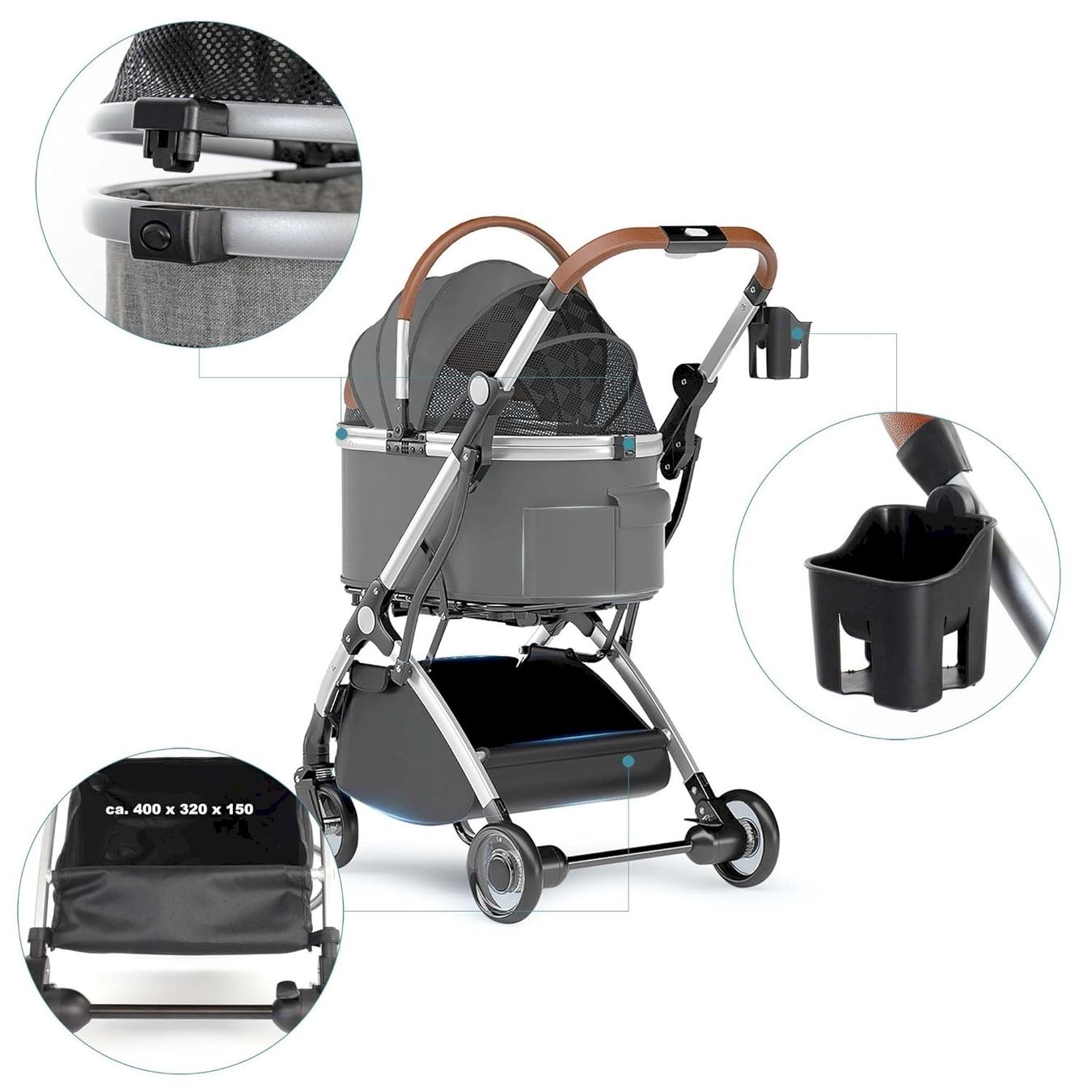 Käfige, Transport & Sicherheit: Fudajo 2in1 Hundewagen Grau – Neu und originalverpackt aus Bottighofen von zaap 8
