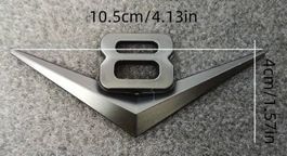 V8 Emblem aus Metall mit Klebepad schwarz oder chrom