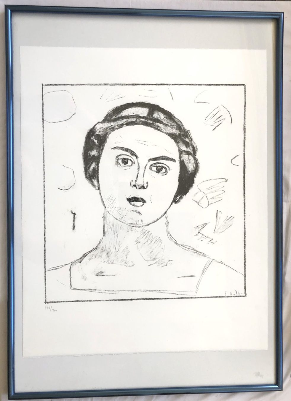 Grafiken & Lithographien: Ferdinand Hodler - Lithographie - "Brustbild Valentine" – Gebraucht aus Schaffhausen von durruti