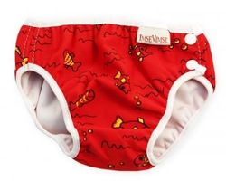Badewindel, Babybadehose rot Fische Gr. L  (9-12kg)
