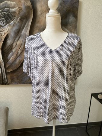Seidel Bluse Kurzarm Schwarz Weiss Grösse 44 guter Zustand