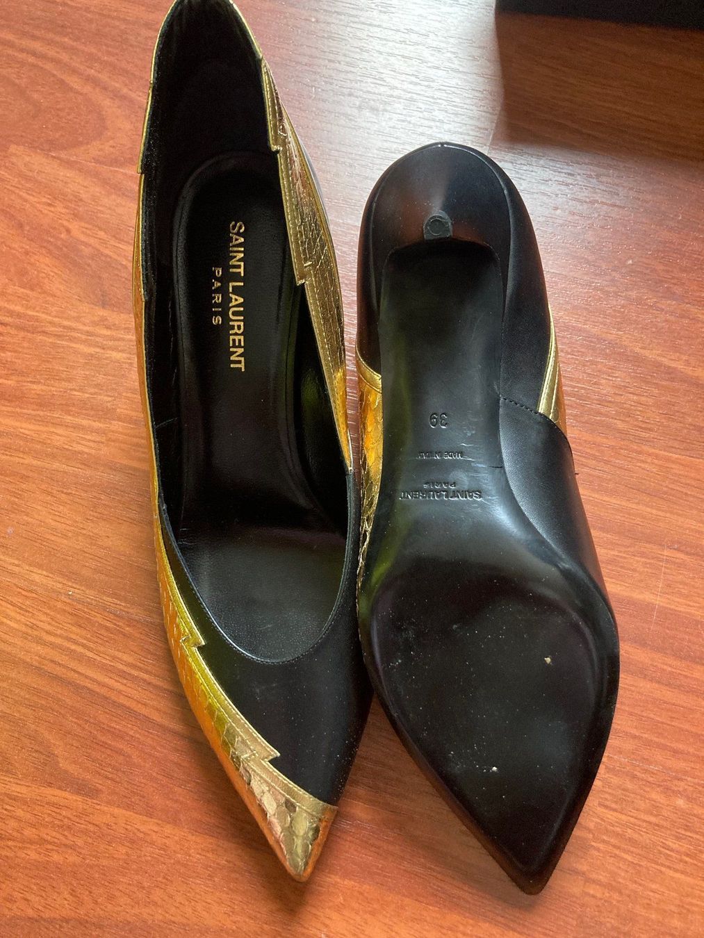 Saint Laurent Damenschuhe: Saint Laurent Leather Pumps schwarz gold – Neu und originalverpackt aus Unterseen von amj_zz7j 1