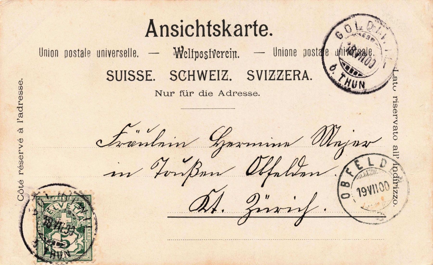 Ansichtskarten: Gruss Interlaken – Gebraucht aus Biasca von Blenio71 1