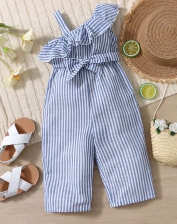 SHEIN 🌼 blue striped romper jumpsuit NEW! 98
