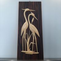 Modern Mid Century Relief Reiher Kranich 60er 70er Wanddeko