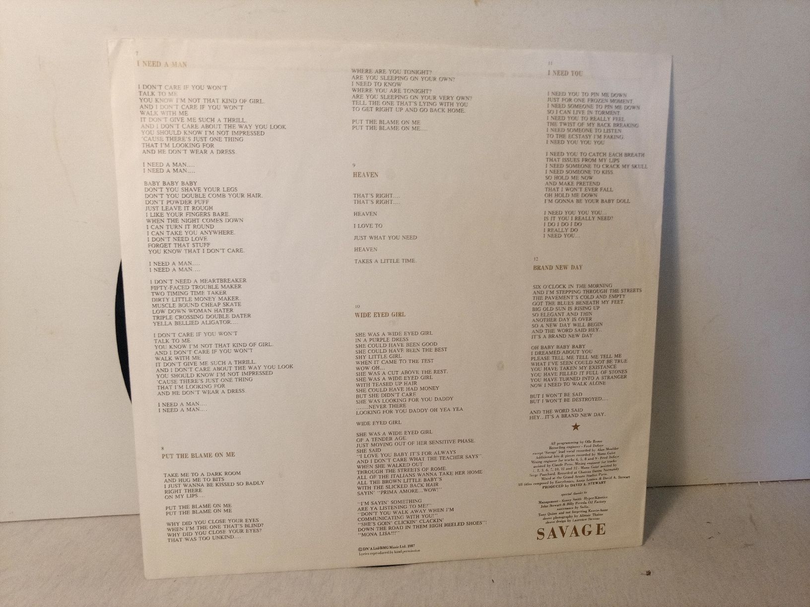 Dischi in vinile: Eurythmics   Savage LP Vinyl 1987 – Usato da basel venduto da markusb07 9