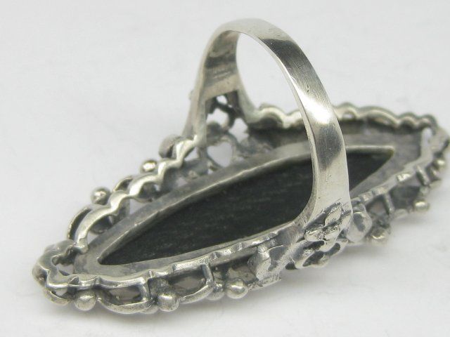 Anelli: Antik Ring Silber 925 Onyx Schiffchen florale Muster Gr. 58 – Usato da Ermatingen venduto da prior_time 6