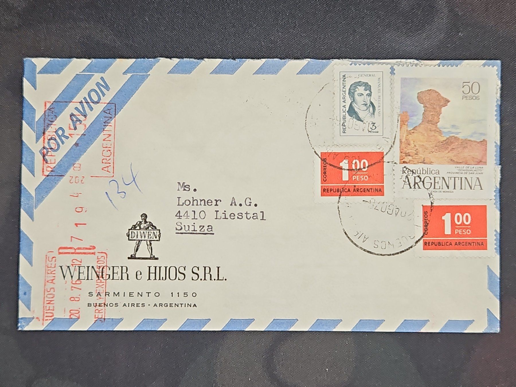 Tutti i francobolli: CL24 Enveloppe + Timbre Argentine 1976 – Usato da Cousset venduto da Patrick_Collections