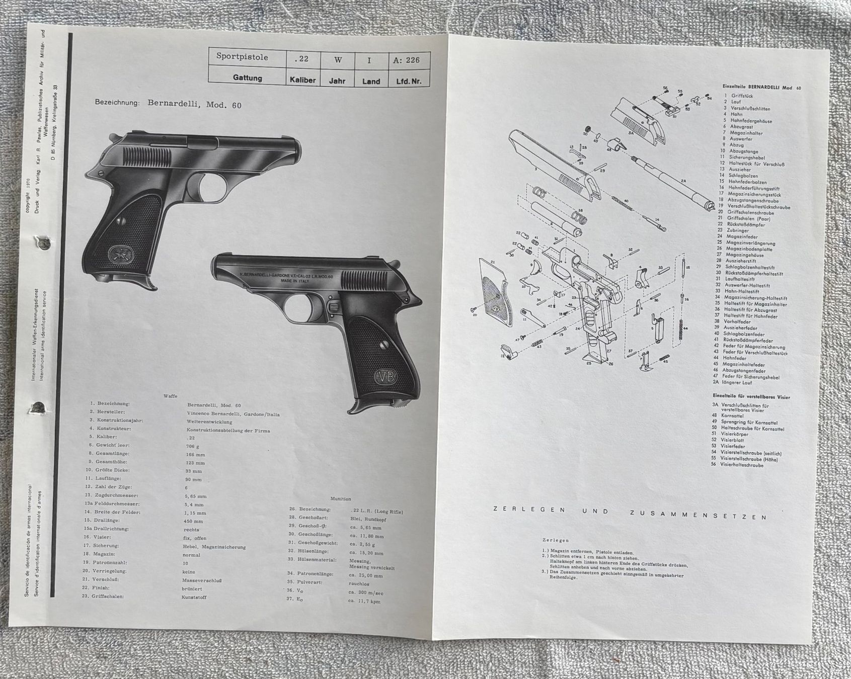 Stichwaffen: BERNARDELLI MOD 60 – Gebraucht aus Ostermundigen von wini63