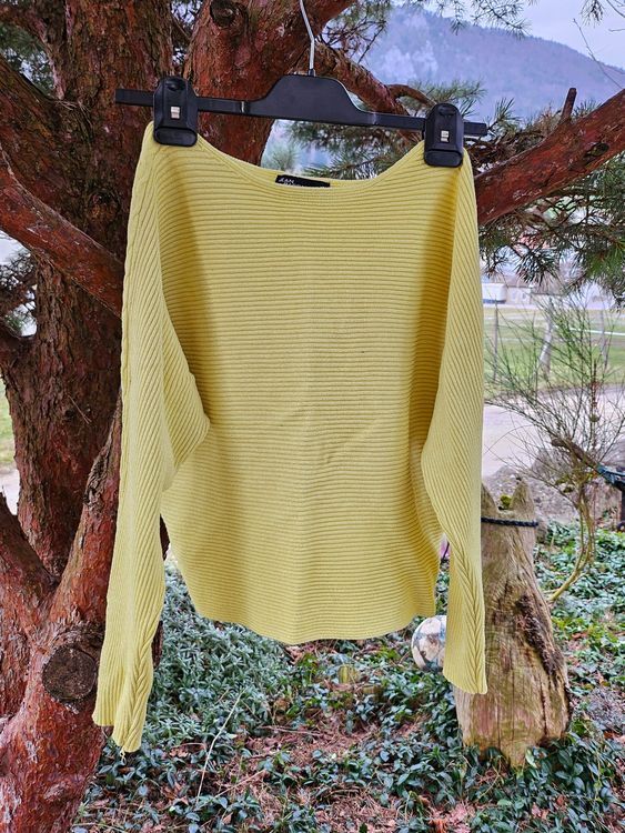 Pullover fast Off-Shoulder weit/kurz Jean Pascale gelb Gr.XS (Gebraucht ...