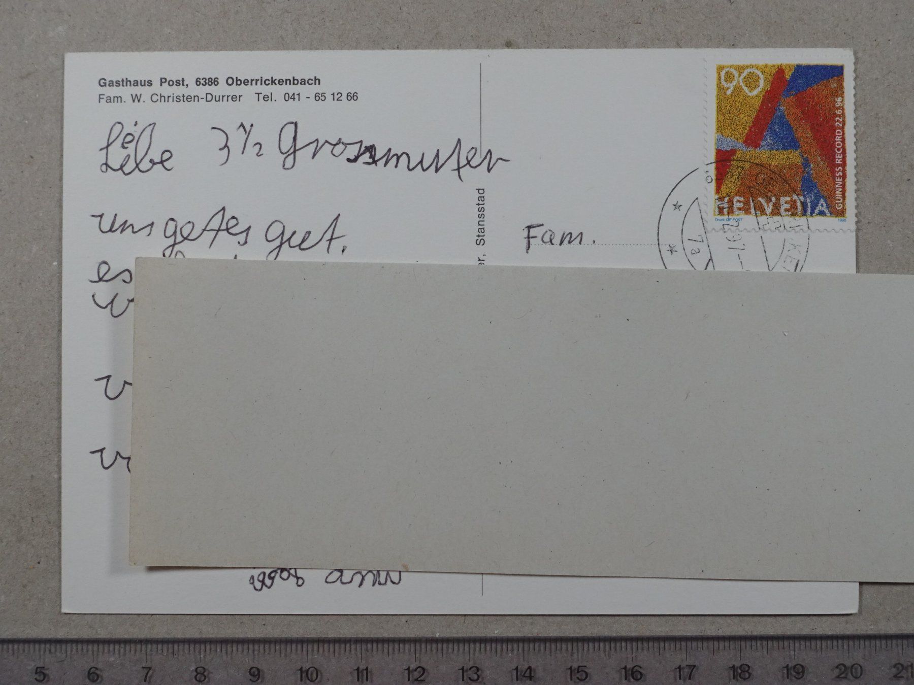Cartoline postali: Gasthaus Post, Oberrickenbach, 1997 – Usato da Lenzburg venduto da fh1 1