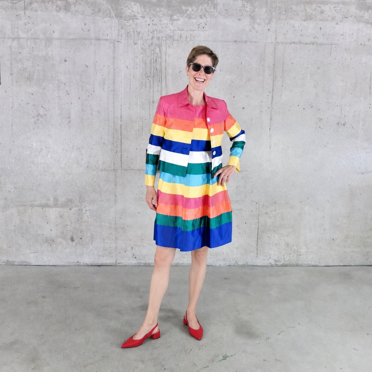 Kleider: Farbenfrohes Seiden-/Satin-Ensemble, Silvia Bessenich, Basel – Gebraucht aus Basel von Brocki-auf-dem-Wolf 4